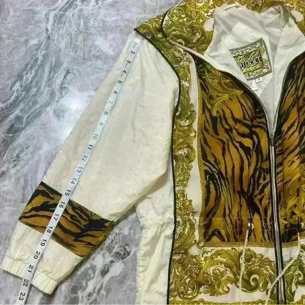 Winterset Windbreaker Jacket Womens Vintage 80s Glam Tiger King Size S Full Zip - Picture 7 of 10